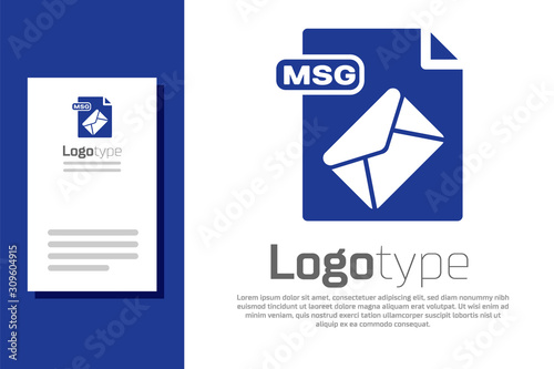 Blue MSG file document. Download msg button icon isolated on white background. MSG file symbol. Logo design template element. Vector Illustration