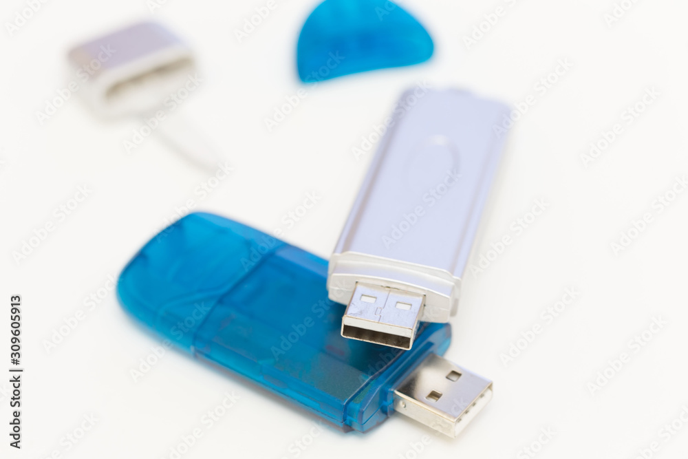 Fototapeta premium USB pen stick, white background