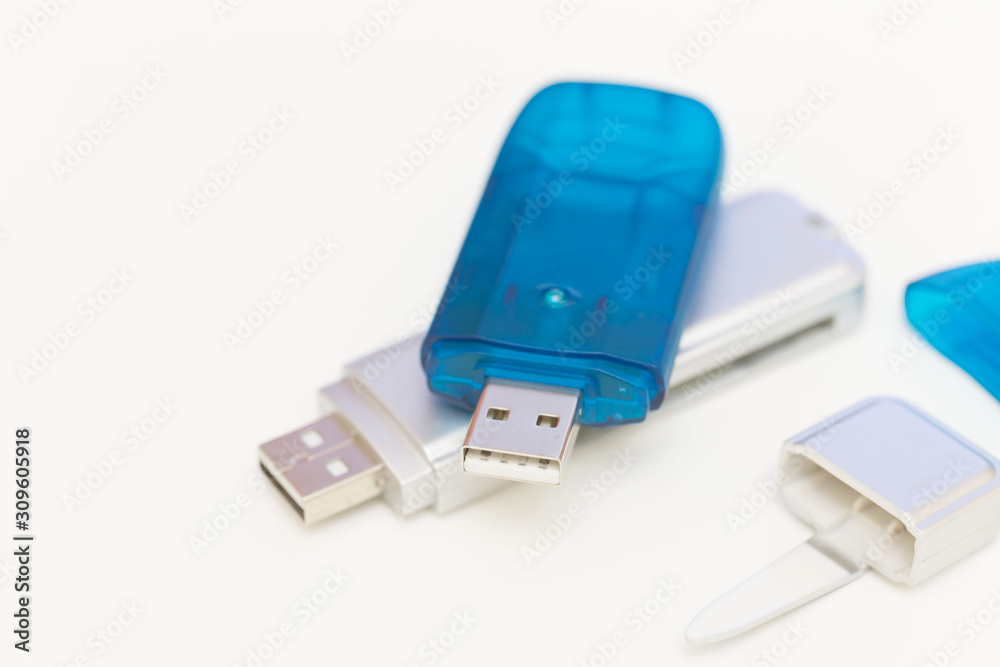 Fototapeta premium USB pen stick, white background