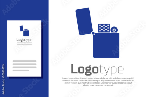 Blue Lighter icon isolated on white background. Logo design template element. Vector Illustration