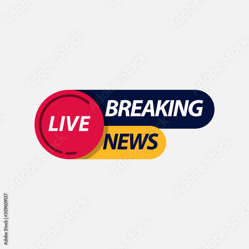 Breaking News Live TV Label Logo Vector Template Design Illustration