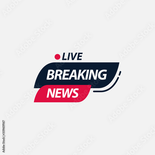 Breaking News Live TV Label Logo Vector Template Design Illustration