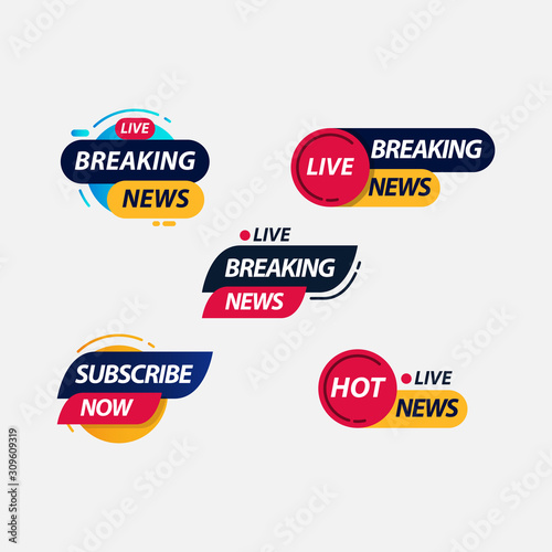 Breaking News Live TV Label Logo Vector Template Design Illustration