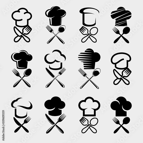 chef hats set. Collection icon chef hats. Vector
