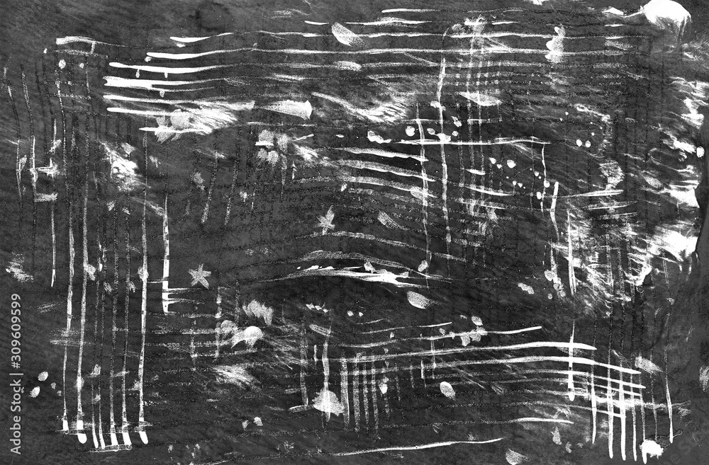 White and black horizontal abstract painting mixed grunge