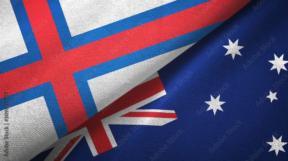 Faroe Islands and Australia two flags textile cloth, fabric texture Faroe Islands and Australia two flags textile cloth, fabric texture