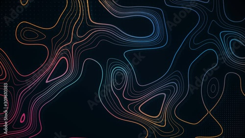 Abstract animated topography background. Memphis minimal background. Liquid gradient, outline cartography landscape. photo