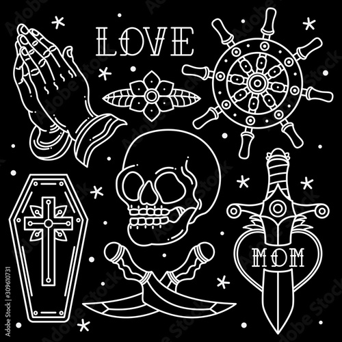 set flash tattoo vintage