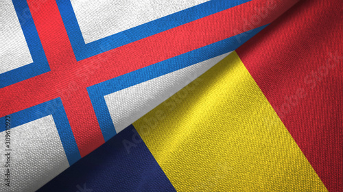 Faroe Islands and Chad two flags textile cloth, fabric texture