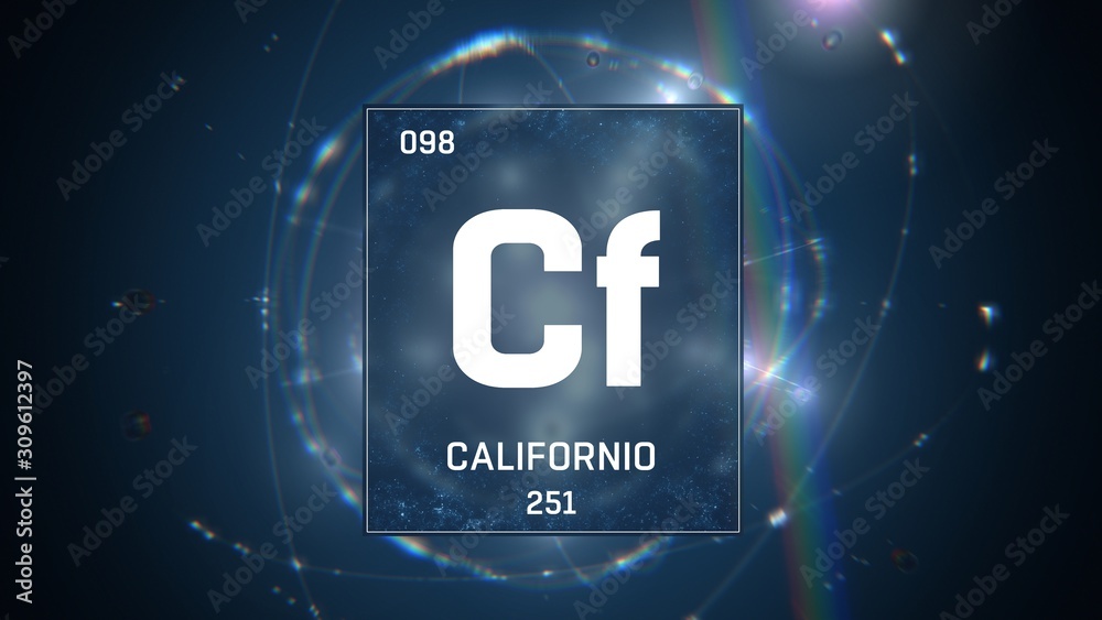 3D illustration of Californium as Element 98 of the Periodic Table ...