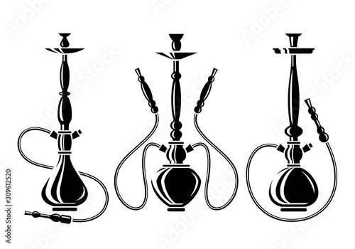 Hookah set. Collection icons hookah. Vector
