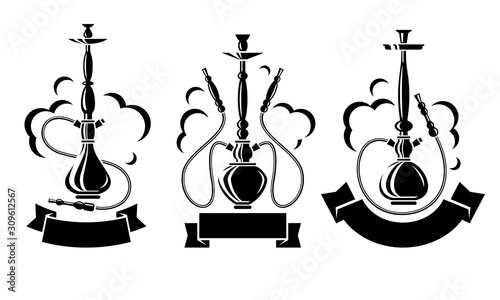 Hookah set. Collection icons hookah. Vector