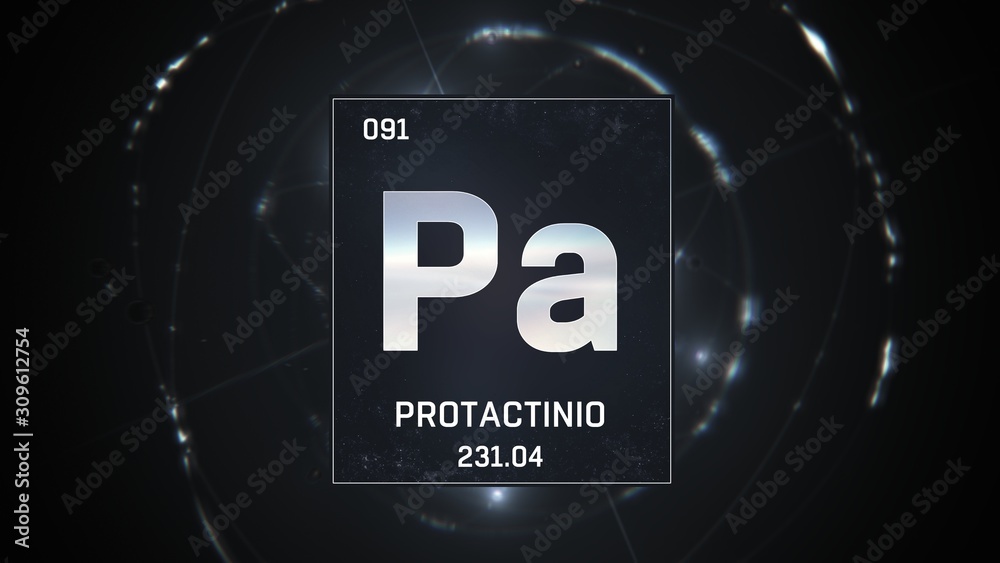 3D illustration of Protactinium as Element 91 of the Periodic Table ...