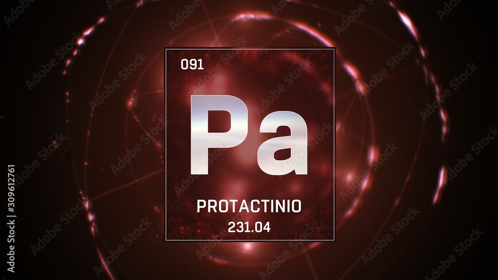 3D illustration of Protactinium as Element 91 of the Periodic Table ...