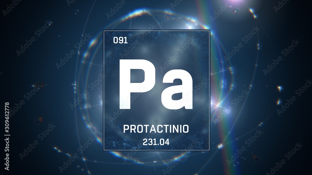 3D illustration of Protactinium as Element 91 of the Periodic Table ...