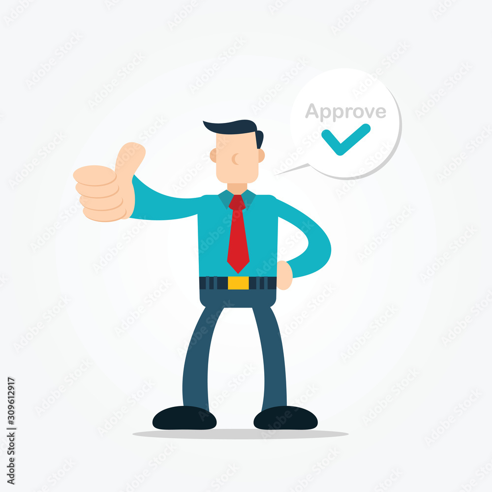 Illustration vector graphic cartoon character of businessman showing his thumb up