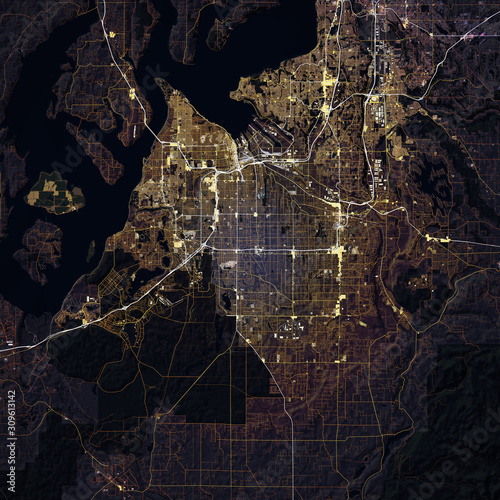 Map Tacoma city. Washington