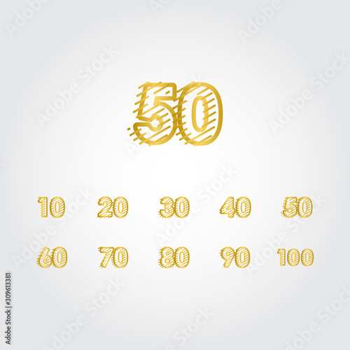 50 Years Anniversary Gold Line Design set Logo Vector Template Illustration