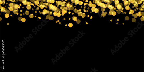 Texture background abstract black and golden Glitter and elegant for Christmas. Dust white. Sparkling magical dust particles. Magic concept. Abstract background with bokeh effect.