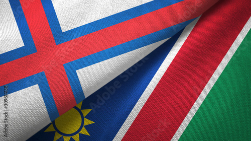 Faroe Islands and Namibia two flags textile cloth, fabric texture