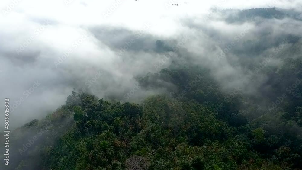 Aerial view mountains
covered forest trees in clouds and fog the sky and mountains morning. Slopes of mountains with evergreen vegetation. Mountainous tropical landscape.Southern of Thailand. Aerial view mountains
covered forest trees in clouds and fog the sky and mountains morning. Slopes of mountains with evergreen vegetation. Mountainous tropical landscape.Southern of Thailand.