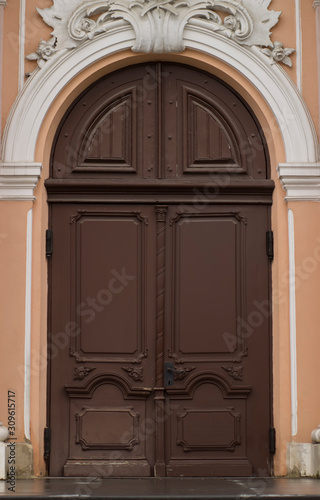 Old, well-preserved dark wood doors