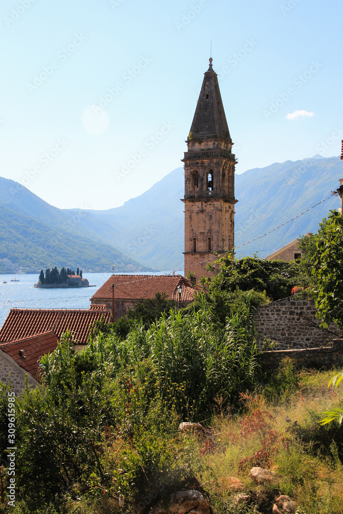 Fototapeta premium perast bell tower in montenegro