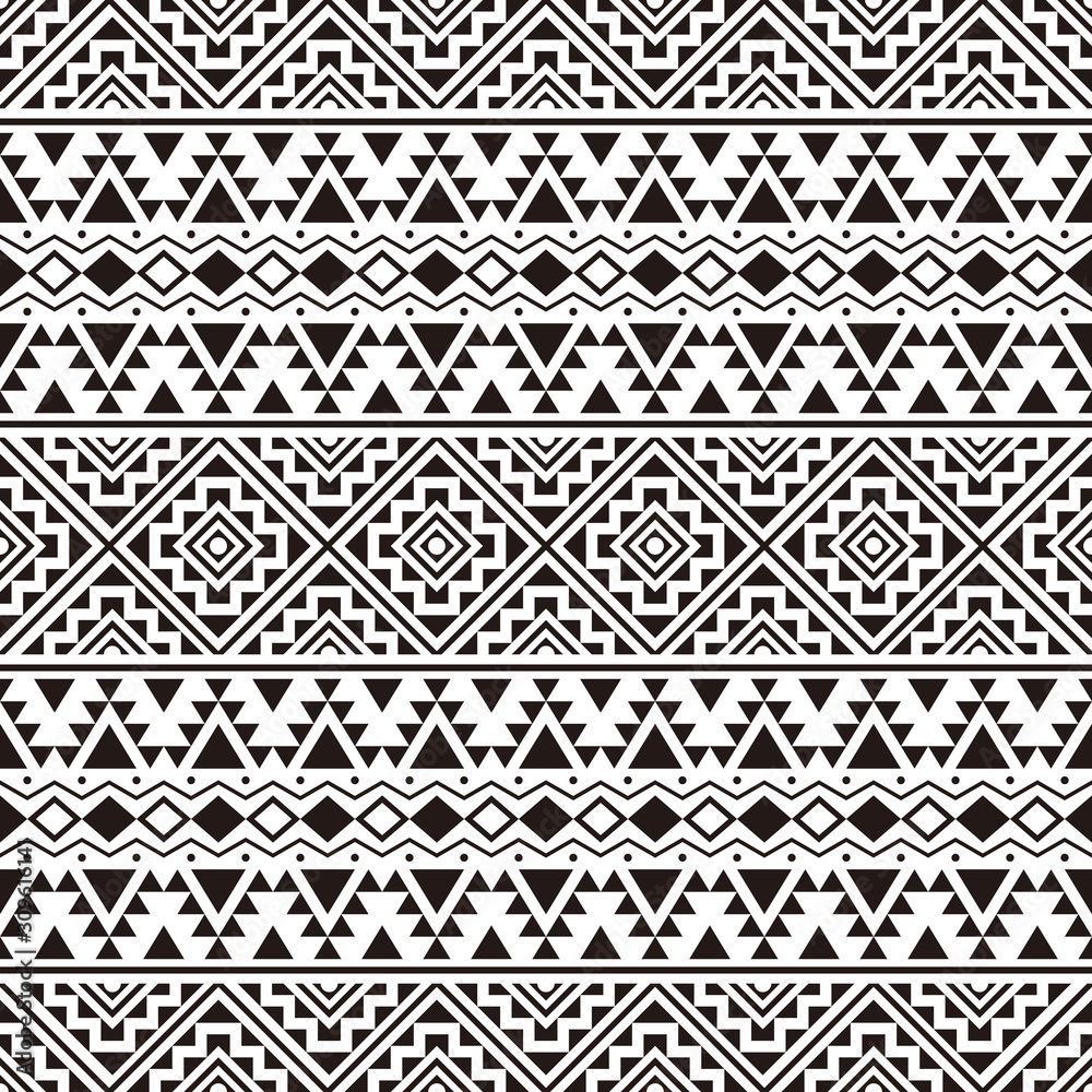 Seamless Ethnic Pattern in black and white color. Tribal Aztec Pattern Seamless Ethnic Pattern in black and white color. Tribal Aztec Pattern