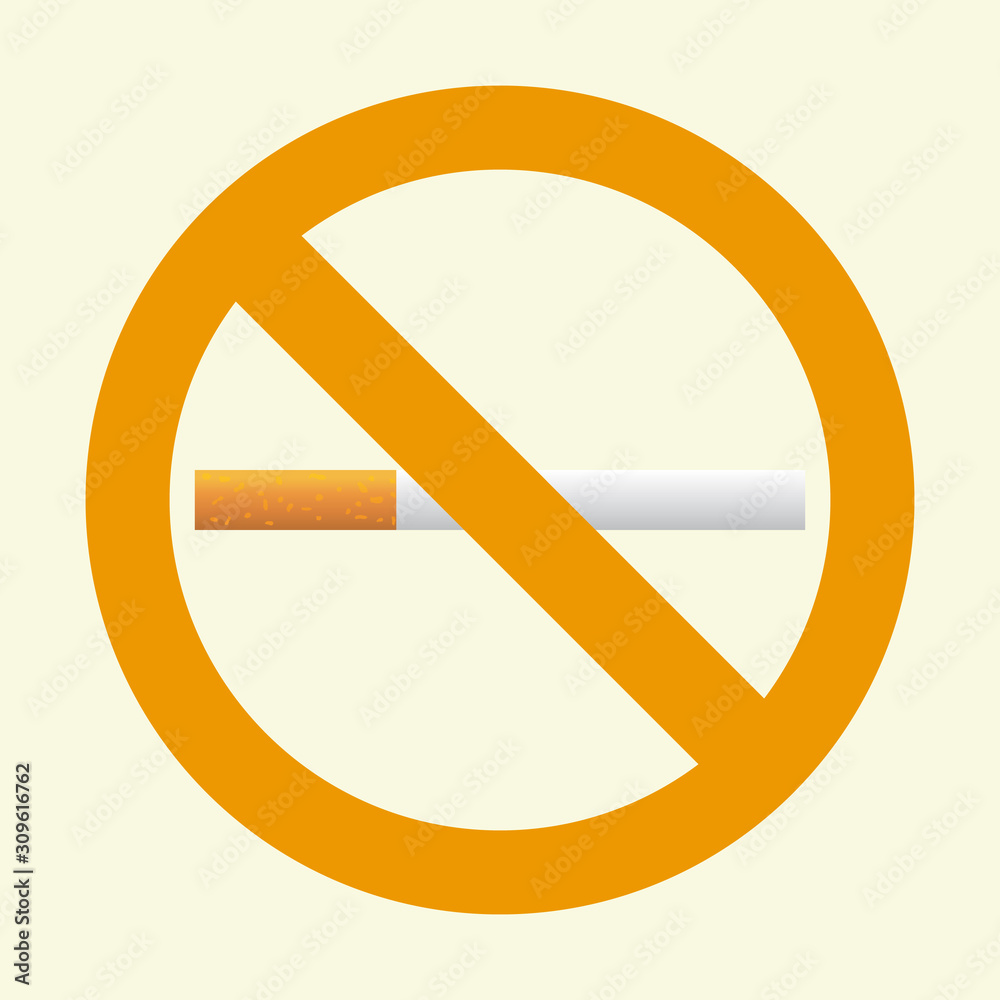 Stop smoking – quit smoking sign symbol. Real cigarette. Orange vector icon. Stop smoking – quit smoking sign symbol. Real cigarette. Orange vector icon.