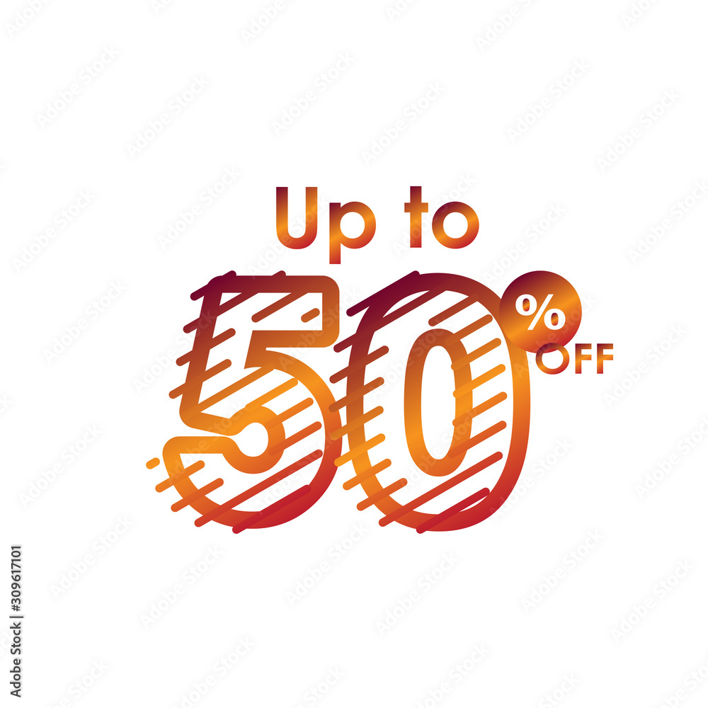 Discount up to 50% off Label Sale Line Gradient Logo Vector Template Design Illustration