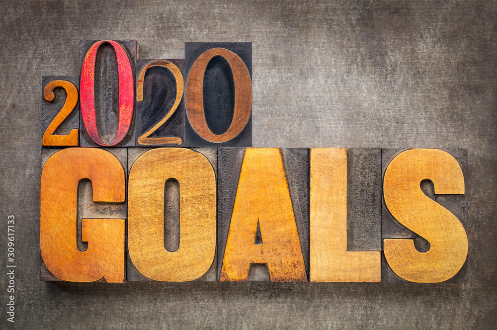 Fototapeta premium 2020 goals banner in wood type
