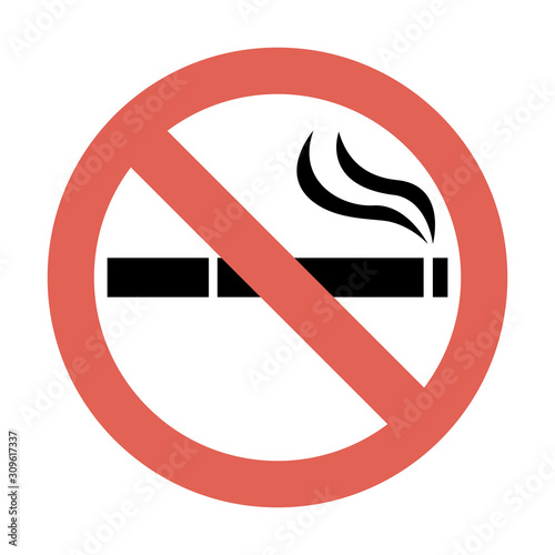Stop smoking – quit smoking sign symbol. Cigarette pictogram. Red vector icon.