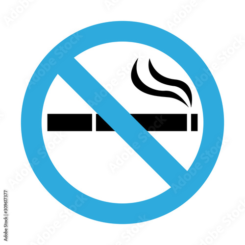 Stop smoking – quit smoking sign symbol. Cigarette pictogram. Blue vector icon.