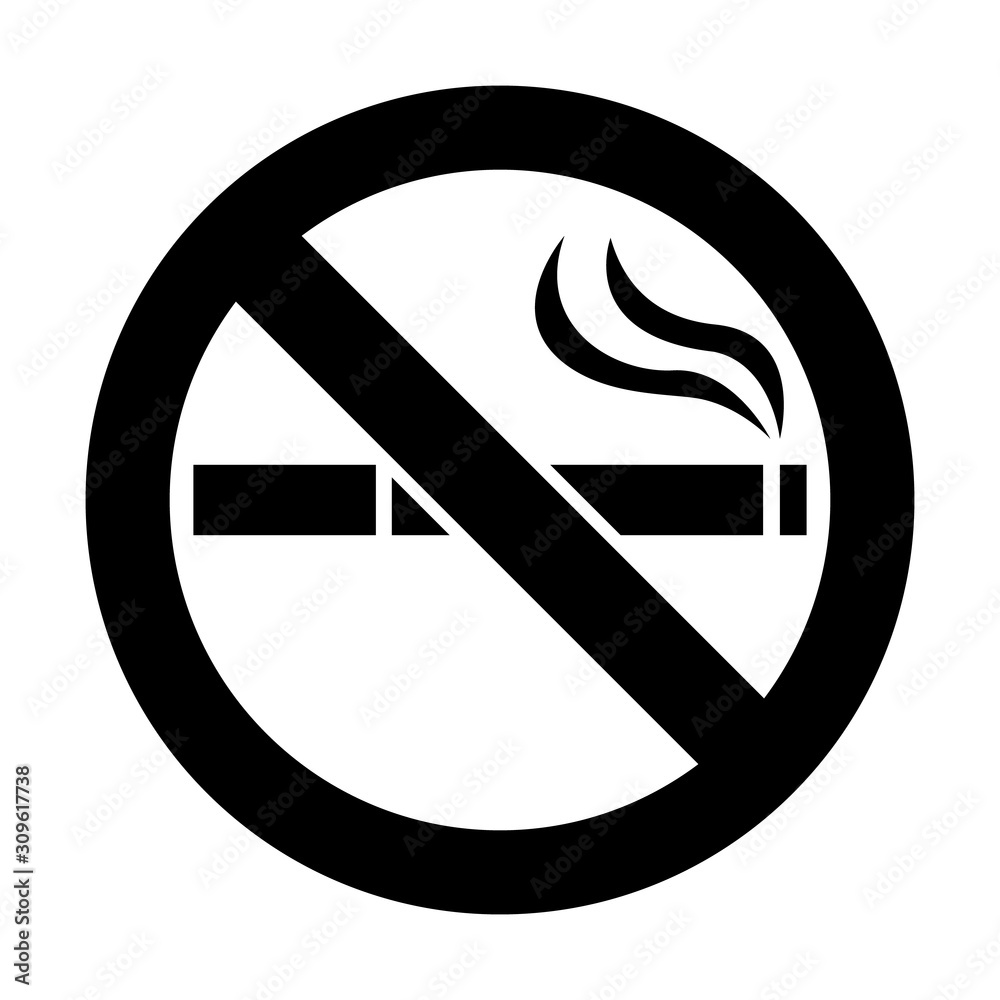 Stop smoking – quit smoking sign symbol. Cigarette pictogram. Black vector icon.