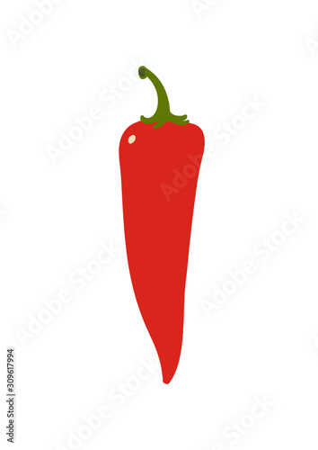 illustration of red chilli pepper isolated on white background