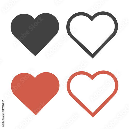 Set of heart icon on a white background. Vector illustration