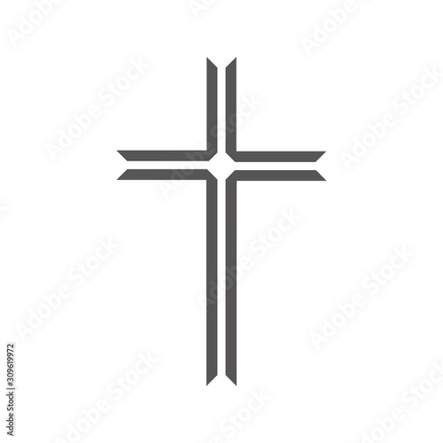 Black christian cross icon. Abstract line christian cross. Vector illustration.