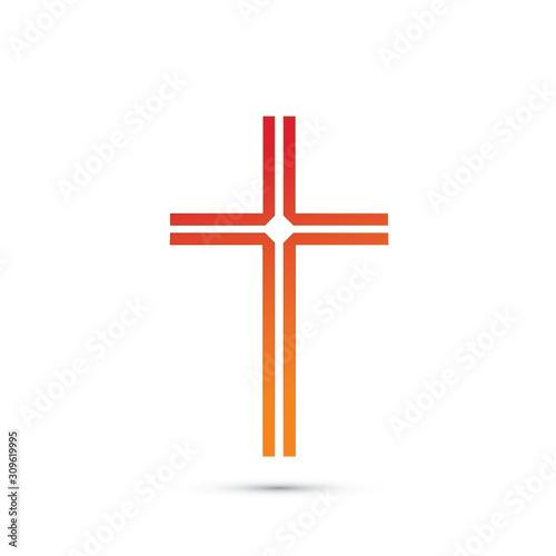 christian cross icon. Abstract line christian cross. Vector illustration.