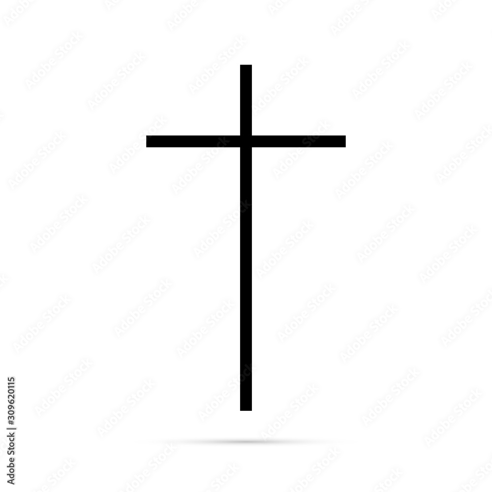 Black christian cross icon. Abstract line christian cross. Vector illustration.