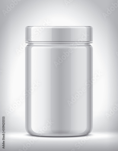 Plastic Jar on background. Glossy surface version. 