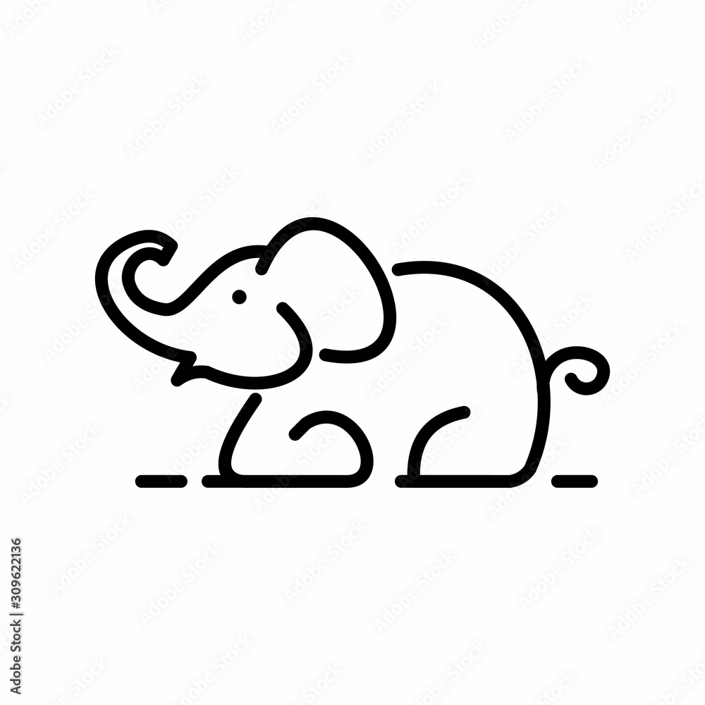 Fototapeta premium vector illustration of a cute elephant sitting.