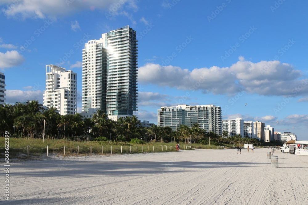 Miami Beach, USA, beach, landscape, building, buildings, architecture, blue, coast, summer, panorama, bay, view, shore, urban, cityscape,