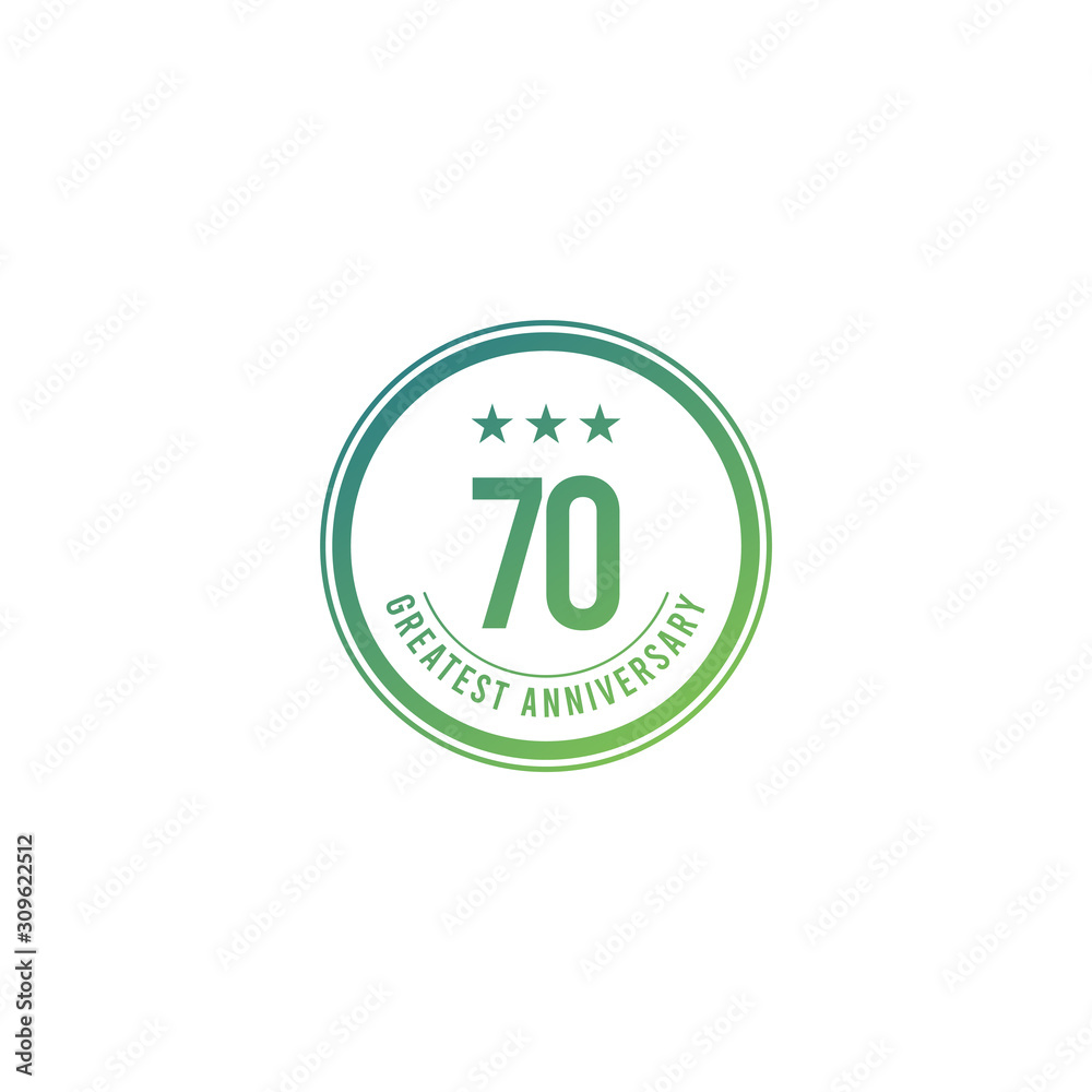 70 Years Anniversary Blue Circle Design Logo Vector Template Illustration 70 Years Anniversary Blue Circle Design Logo Vector Template Illustration