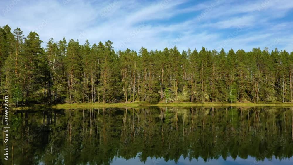 Aerial View of the Lake and Forest in Finland. Beautiful nature of Finland. Aerial View of the Lake and Forest in Finland. Beautiful nature of Finland.