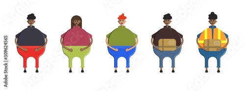  Obese people. Vector characters set. Flat design. EPS10 vector.