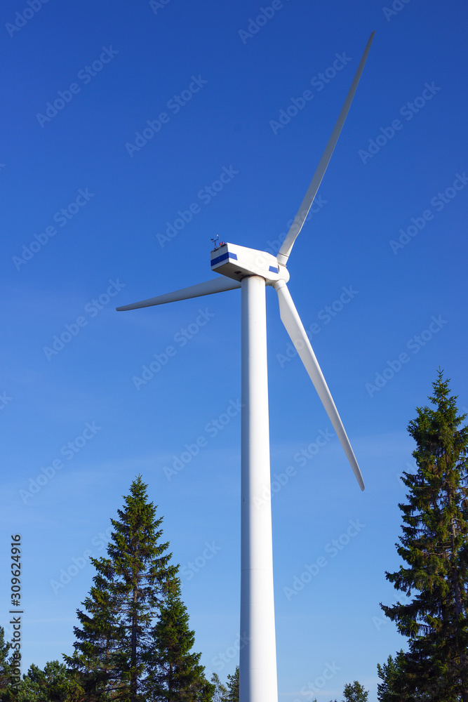 wind turbine against blue sky, norrland, jämtland, åre, sweden, sverige, europe