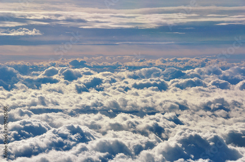 A sea of stratocumulus clouds, shot taken from the flight deck of an airliner in cruise