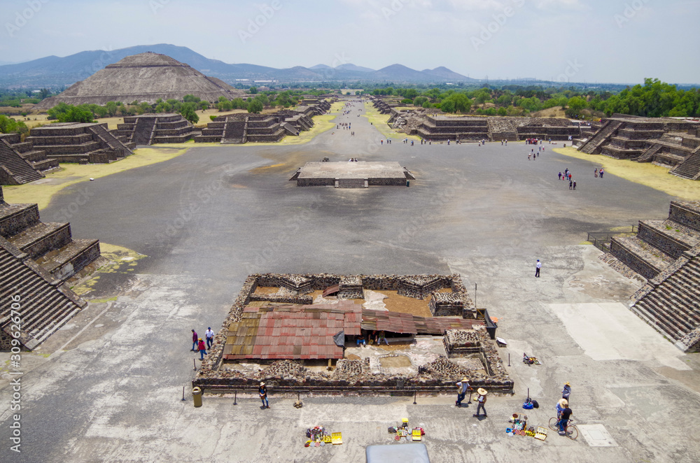 Popular tourist landmark destination ancient Aztec city ruins of the ...