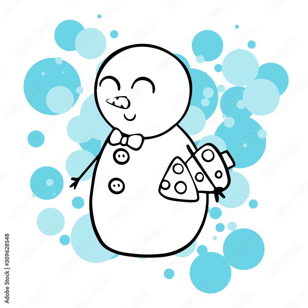 doodle sketch snowman. Simple, flat illustration doodle sketch snowman. Simple, flat illustration