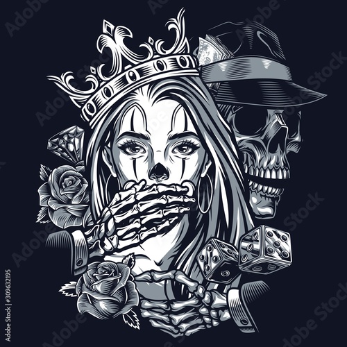 Chicano style tattoo vintage concept